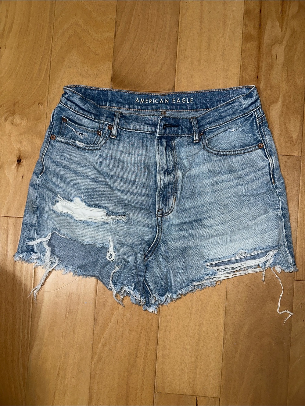 American Eagle Outfitters Light Blue Distressed Denim Shorts